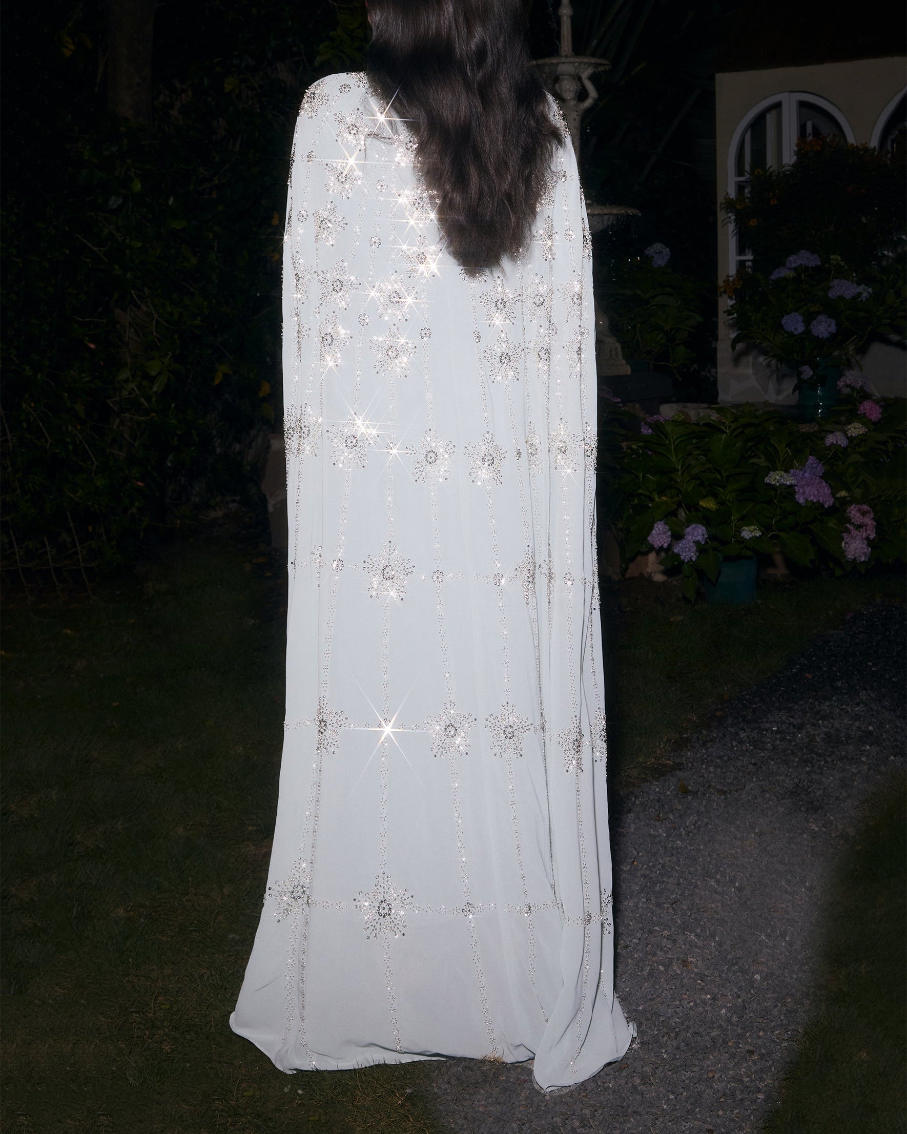 Sequin Cape Maxi Dress