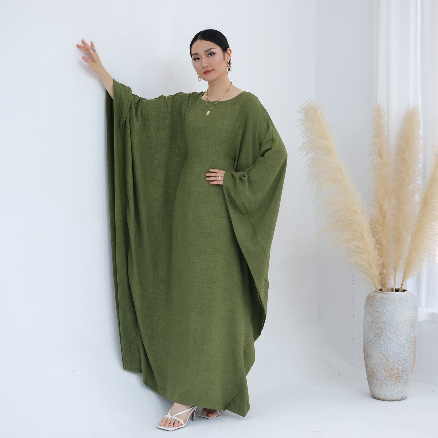 Green Butterfly Abaya Set